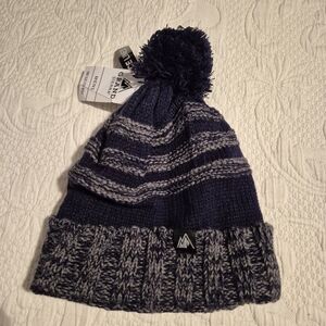 Grand Sierra men's One Size black and gray fleece lined winter hat NWT